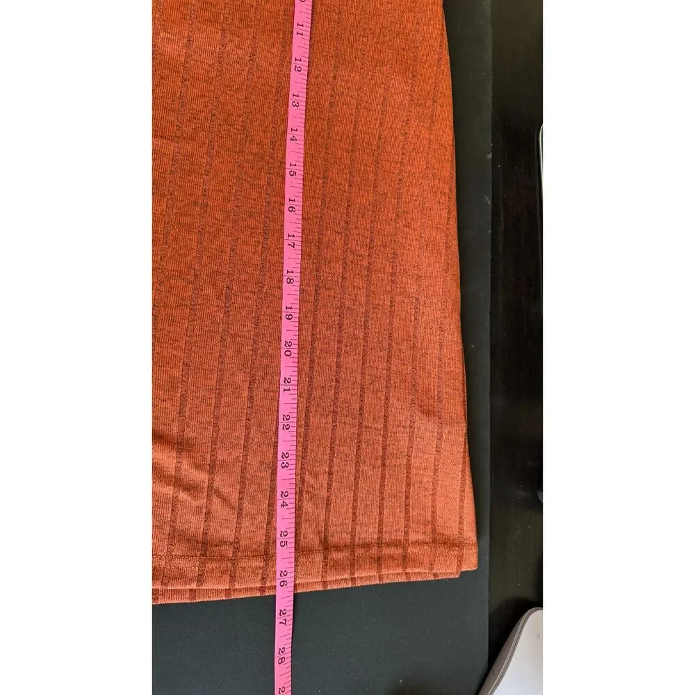Ekouaer Women's XL Ribbed Knit Pajama Set Rust Orange